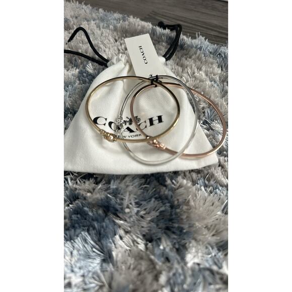 NEW Coach SET 3 Signature Bangles/BRACELETS- GOLD, SILVER, ROSE GOLD - Picture 1 of 5